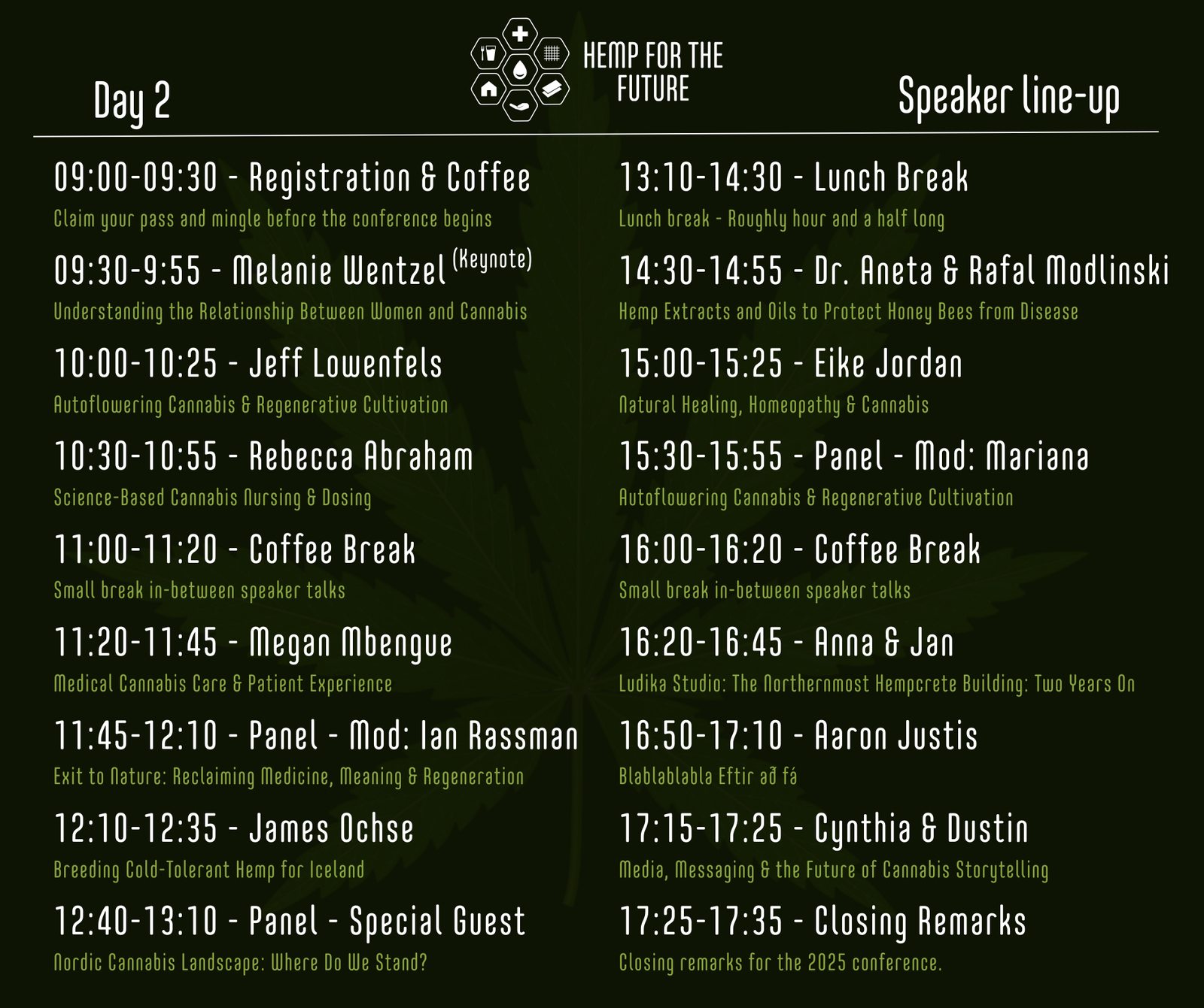 Schedule for October 3